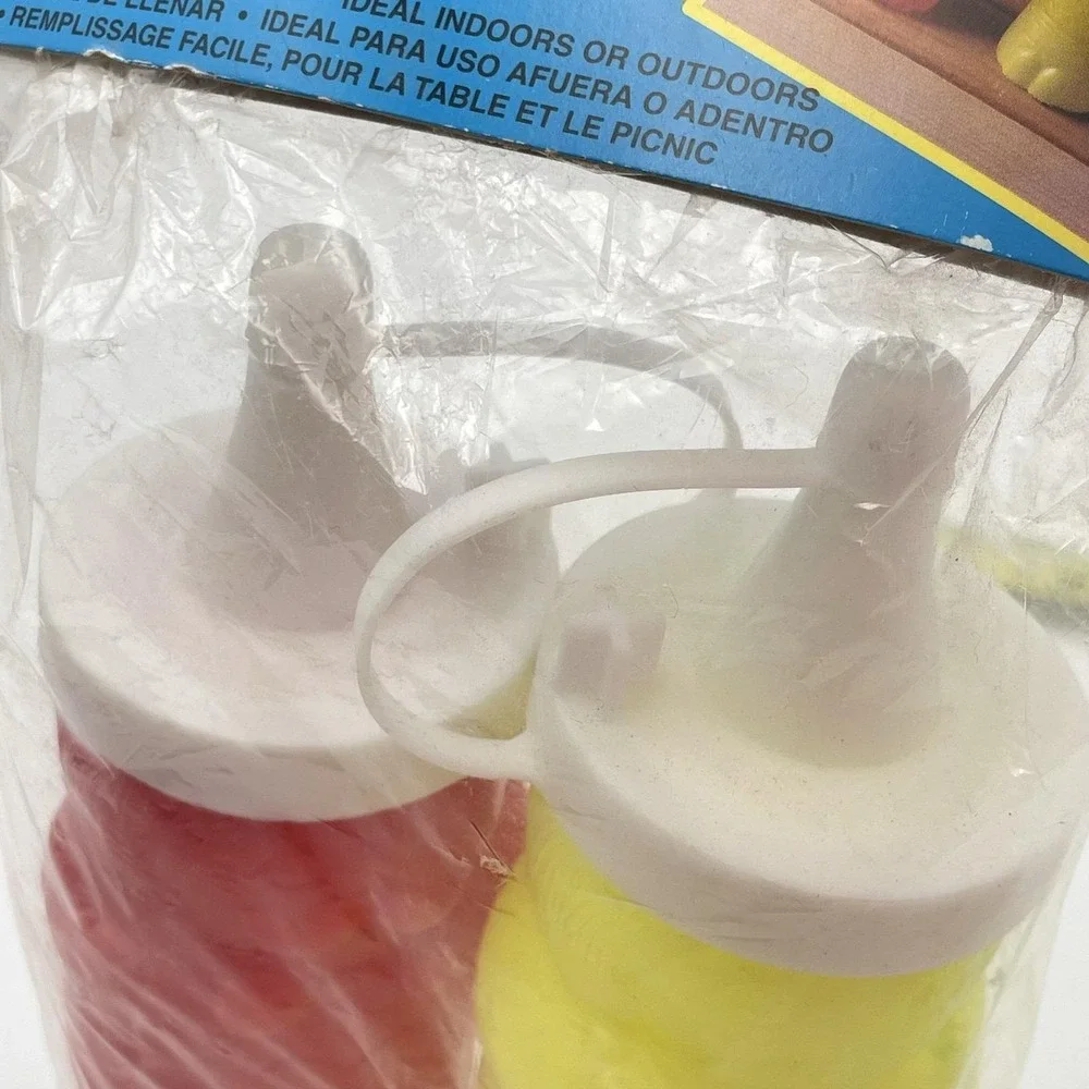 Vintage 1990s Hartin Squeezable Ketchup Mustard Set‎ Novelty Figure Bottles NIP